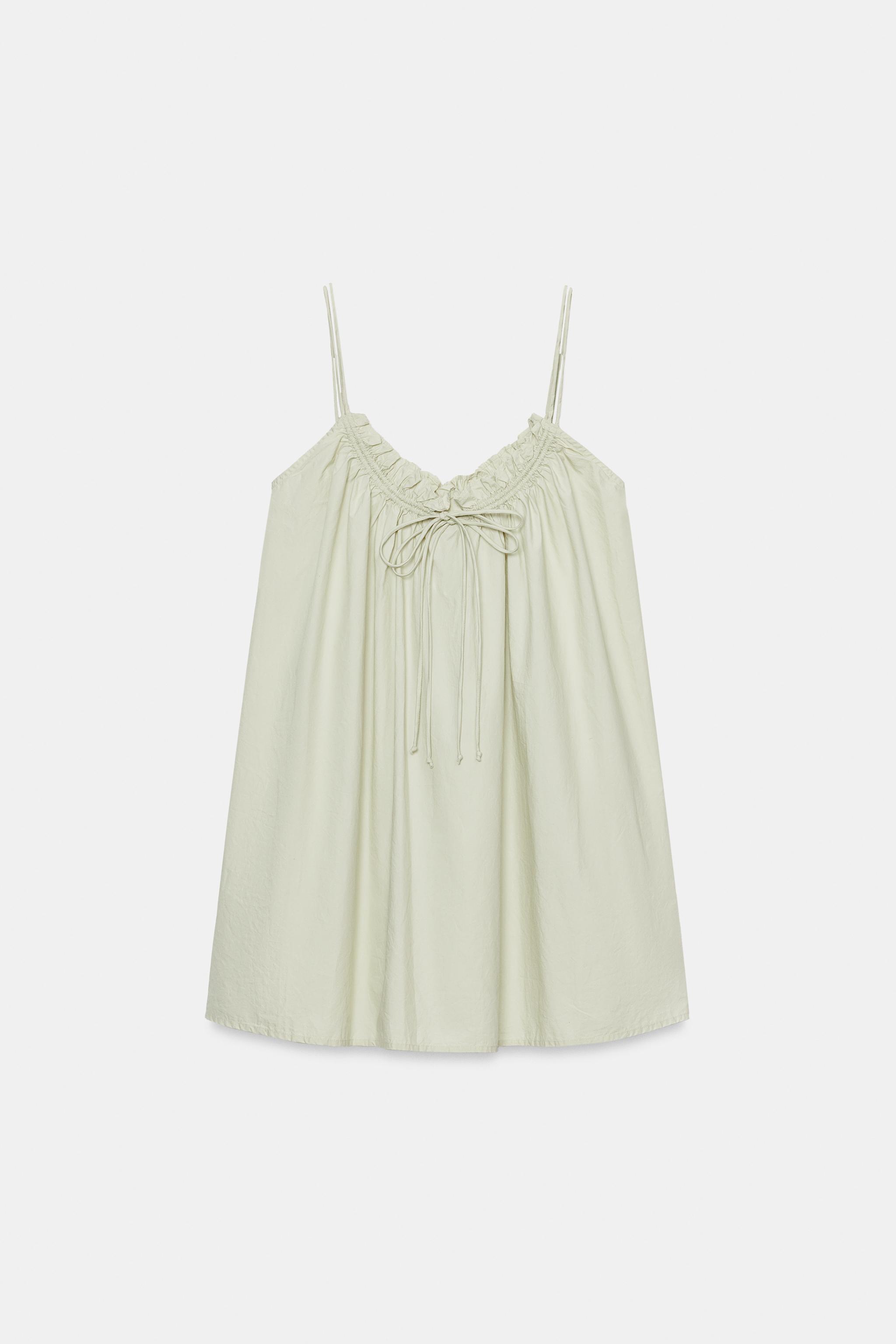 ROBE COURTE EN POPELINE À BRETELLES