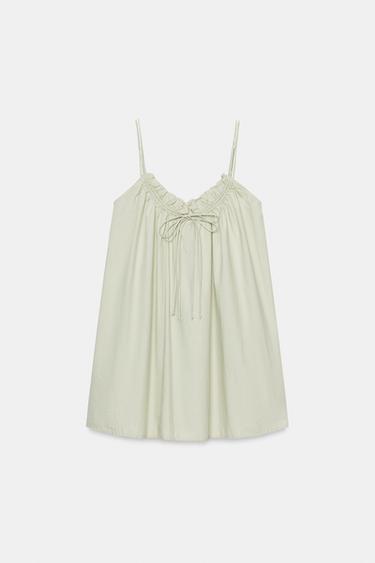 MINI POPLIN STRAPPY DRESS - Light green by Zara
