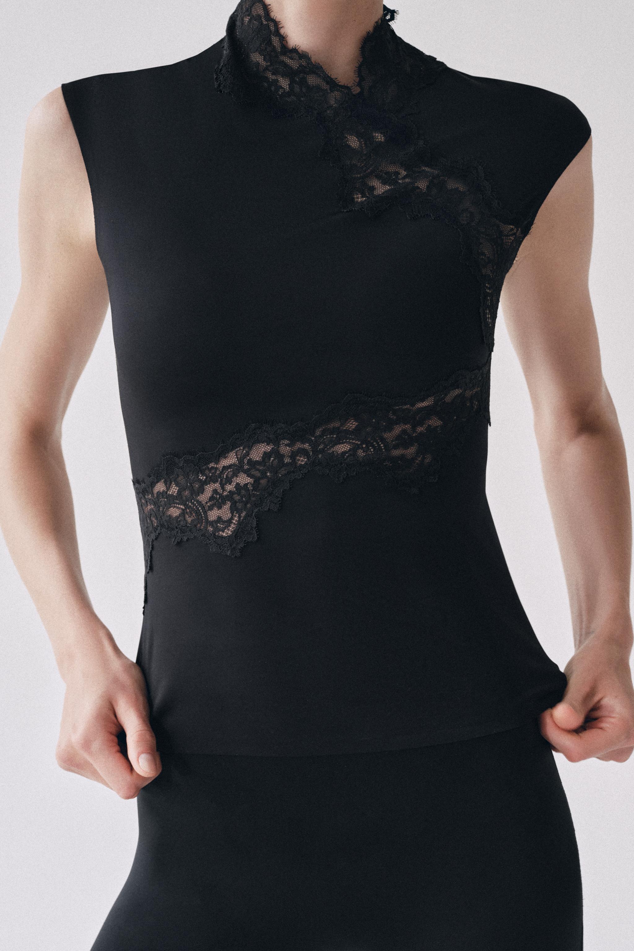LACE MOCK-NECK TOP