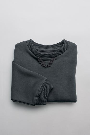 SUDADERA DETALLE WAFFLE - Antracita oscuro de Zara