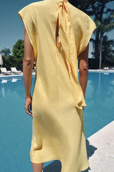 ZW COLLECTION FLOWING MIDI DRESS - Yellow by Zara - Image 4