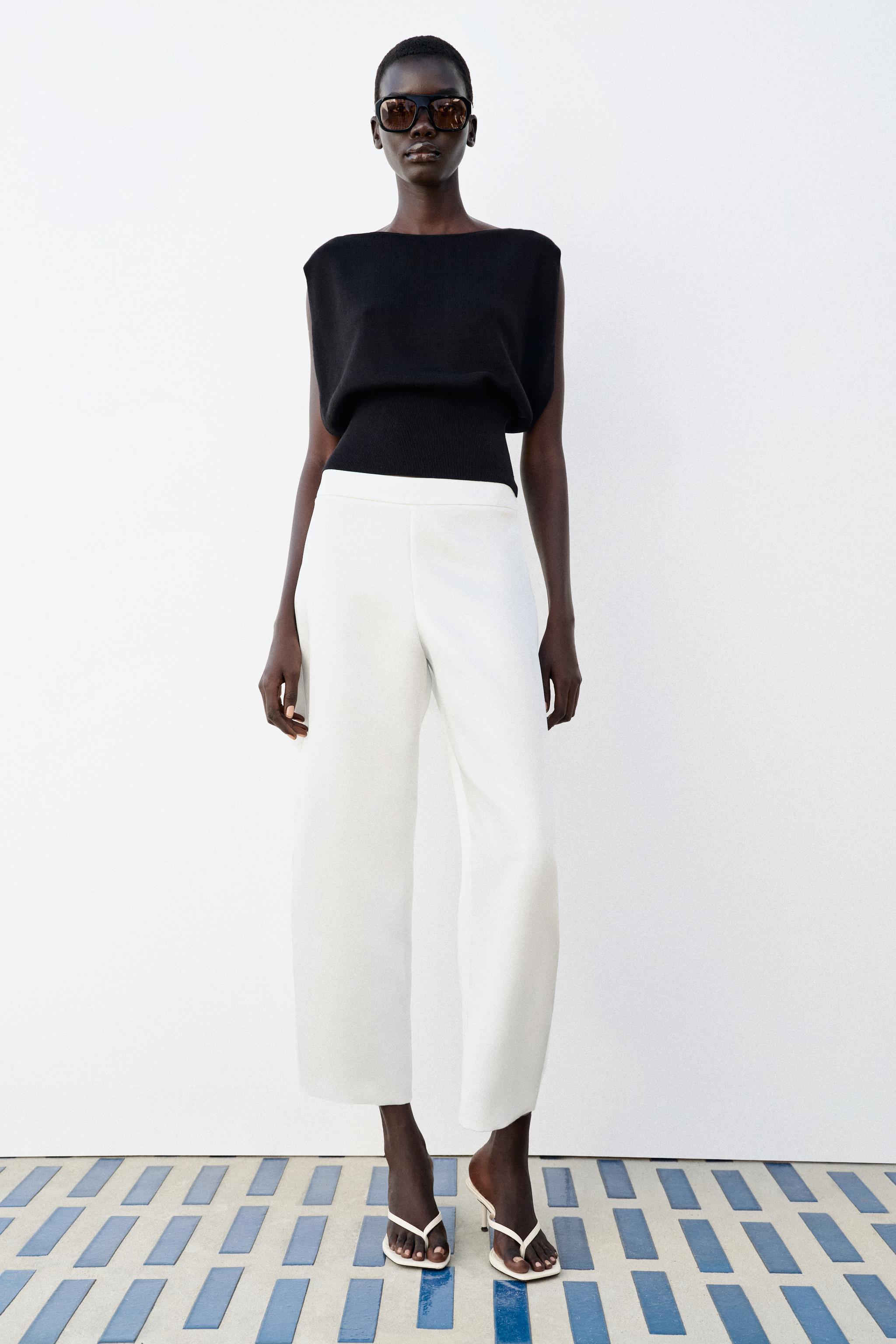 SATIN BARREL PANTS — Oyster-white