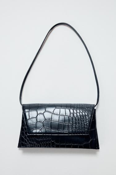 BOLSA EFECTO RELIEVE SOLAPA - Negro de Zara