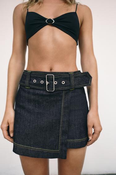 Z1975 WRAP SKORT WITH BELT - Blue by Zara