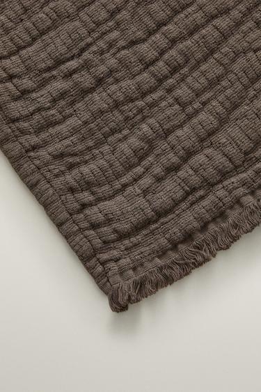TEXTURED COTTON BLANKET — Brown 2