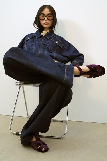 SANDALIA CANGREJERA EFECTO TERCIOPELO - Morado de Zara