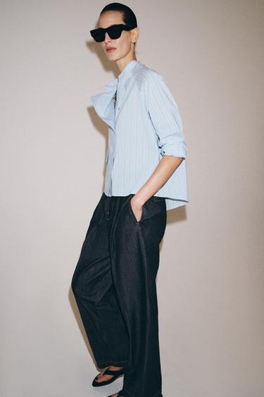 CHEMISE À RAYURES POCHE ZW COLLECTION - Bleu de Zara - Image 3