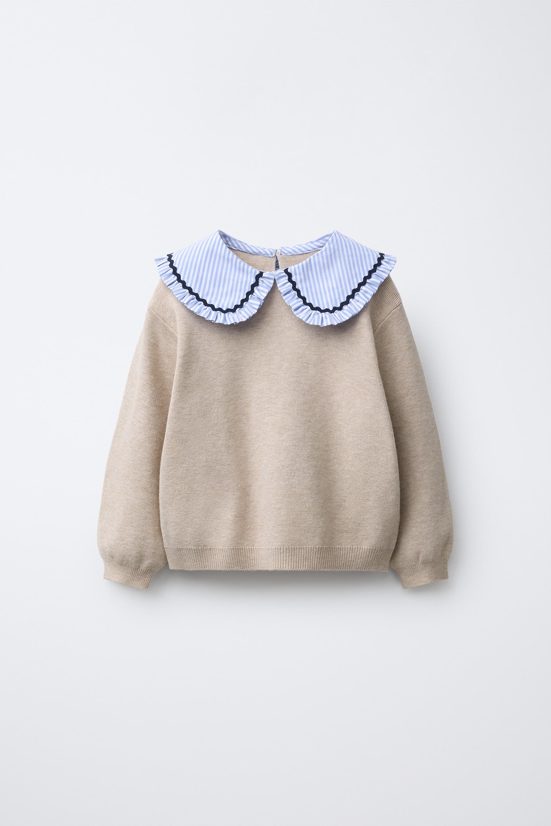 Striped Knit Jumper With Peter Pan Collar