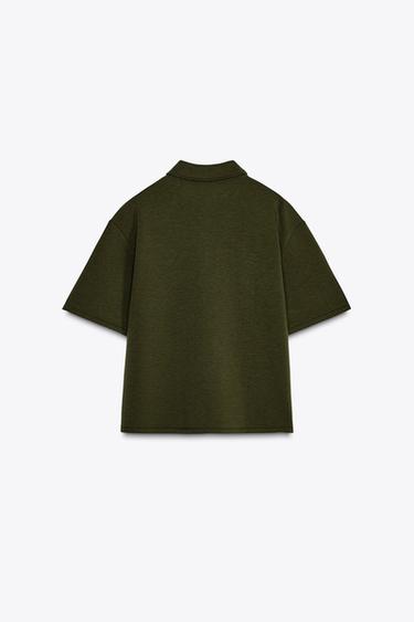ZIP-UP POLO TOP - Dark khaki by Zara - Image 5