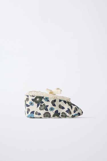 FLORAL BOW BALLERINAS - Ecru White by Zara