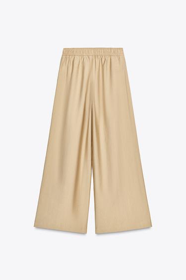 PANTALON LARGE TAILLE ÉLASTIQUE - Sable de Zara - Image 7