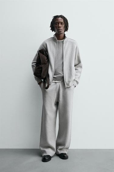 WIDE-LEG KNITTED TROUSERS - Grey marl by Zara