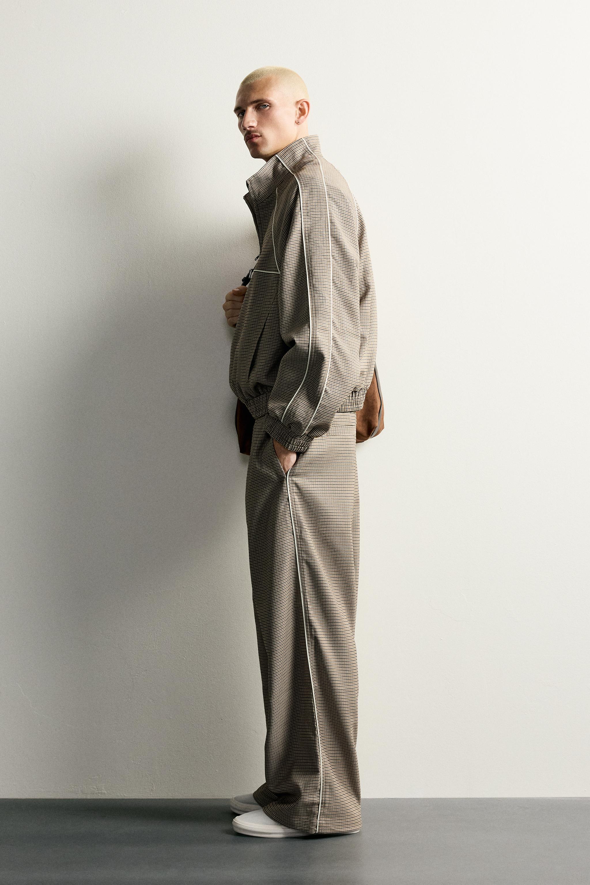 CONTRAST HOUNDSTOOTH RELAXED-FIT PANTS
