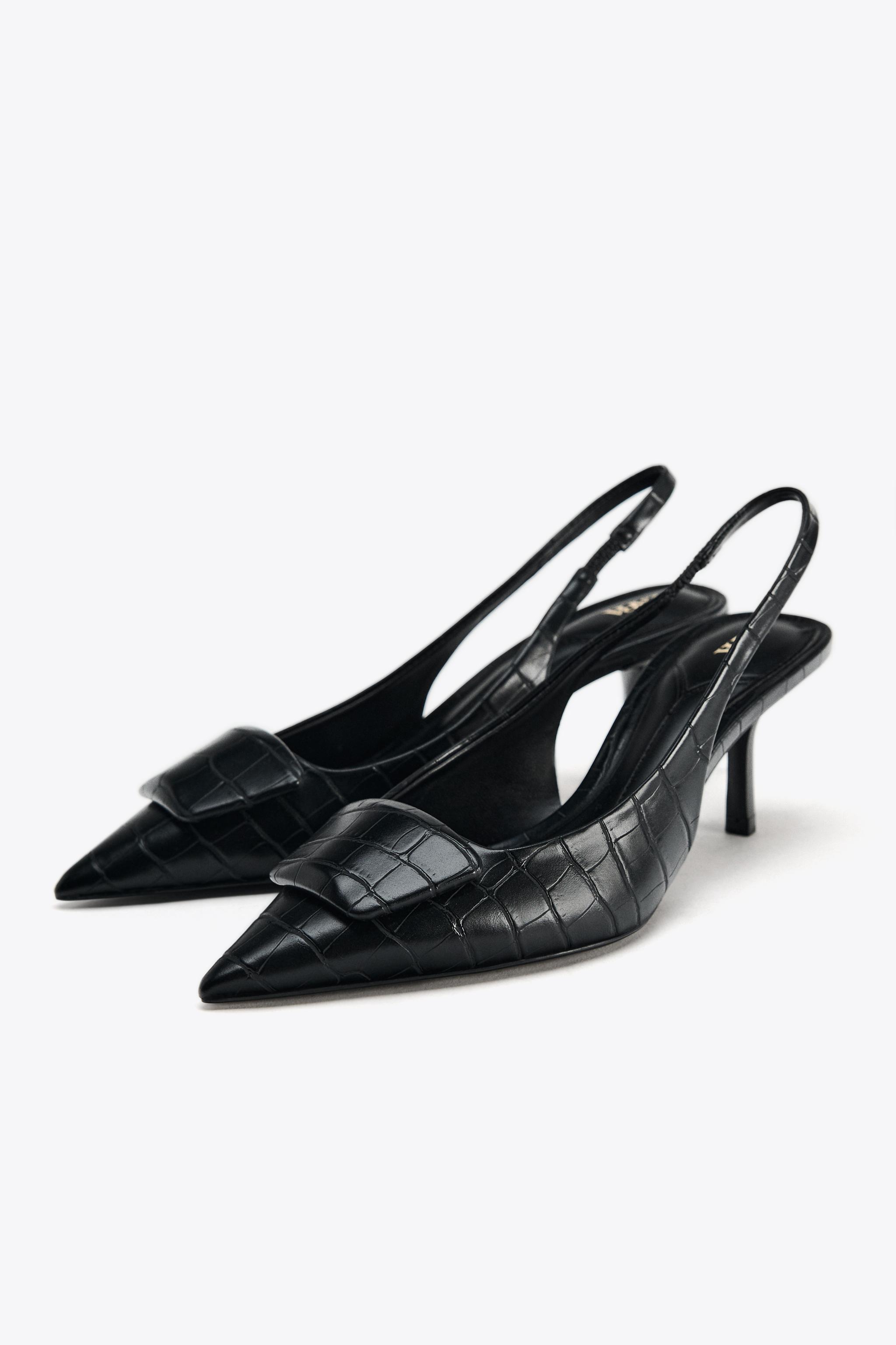 プリントピース付きスリングバックシューズ - ブラック | ZARA
