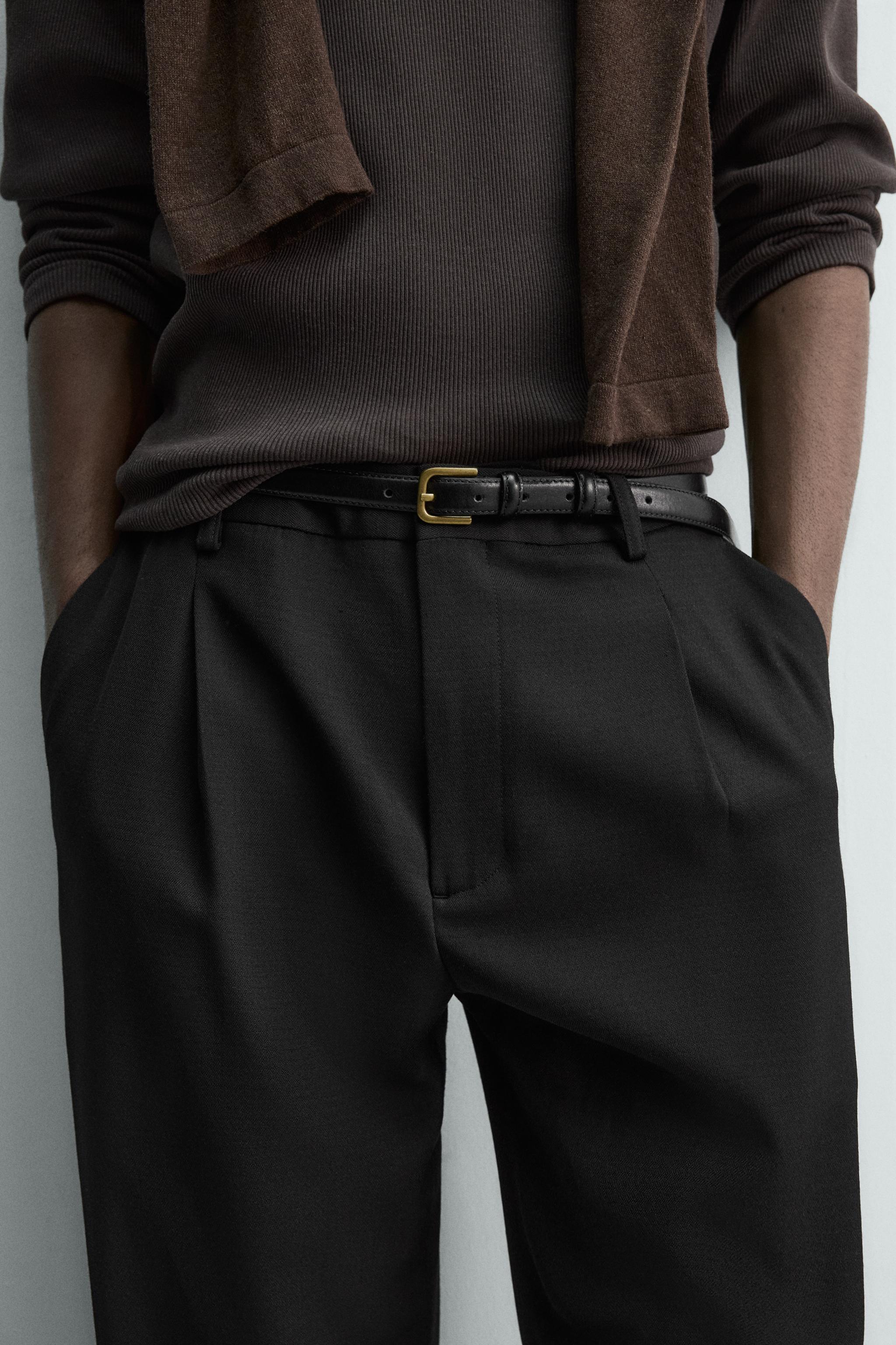 WOOL BLEND PLEATED PANTS