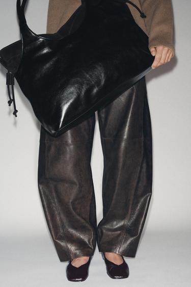 LEATHER BALLET FLATS LIMITED EDITION - Chocolate Brown by Zara - Image 0