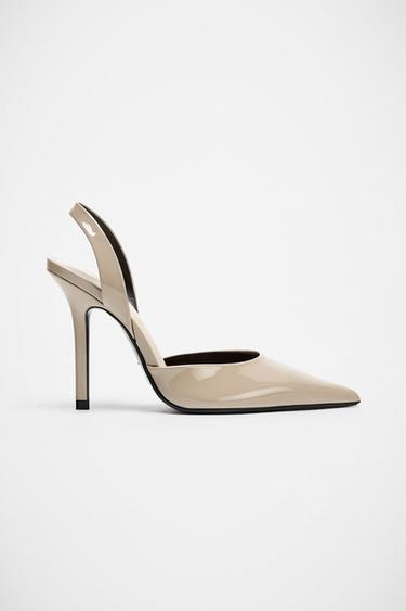 POINTED TOE SLINGBACK HEELS - Taupe Grey by Zara