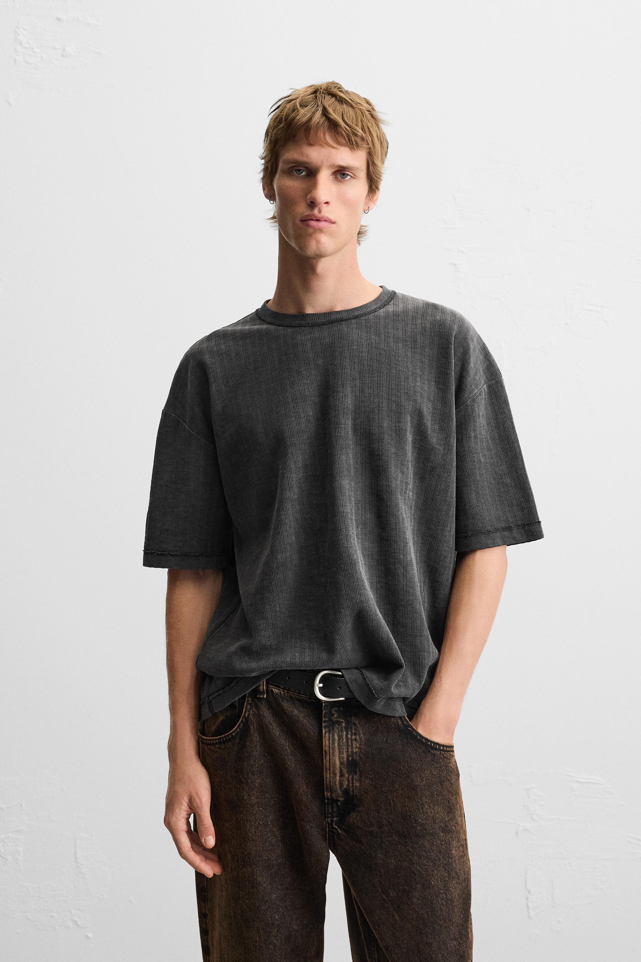 ★ZARA★ WASHED TEXTURED KNIT T-SHIRT WASHED PRINT KNIT T-SHIRT - Green | ZARA United States