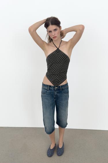HALTER TOP WITH STUDS - Black by Zara - Image 5