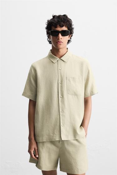100% LINEN SHIRT - Light beige by Zara