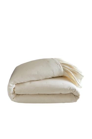 FRILLED COTTON QUILTED BEDSPREAD - Oyster-white by Zara