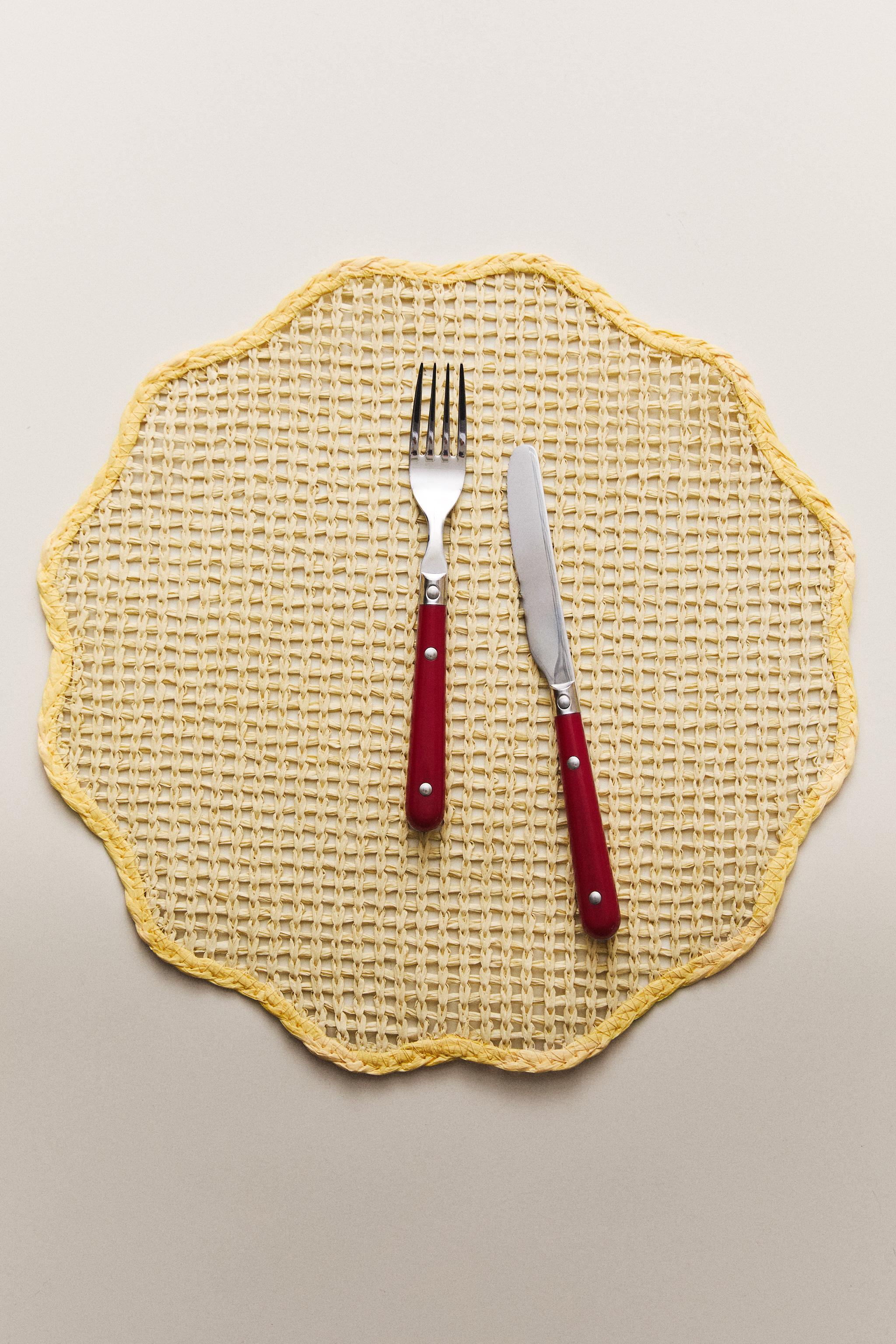 SET DE TABLE PAPIER FLORAL JAUNE