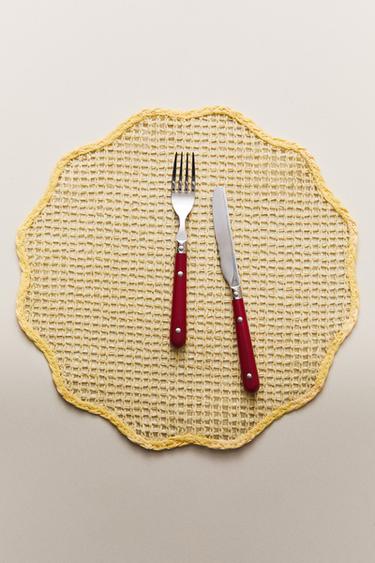 YELLOW FLORAL PAPER PLACEMAT - Yellow by Zara