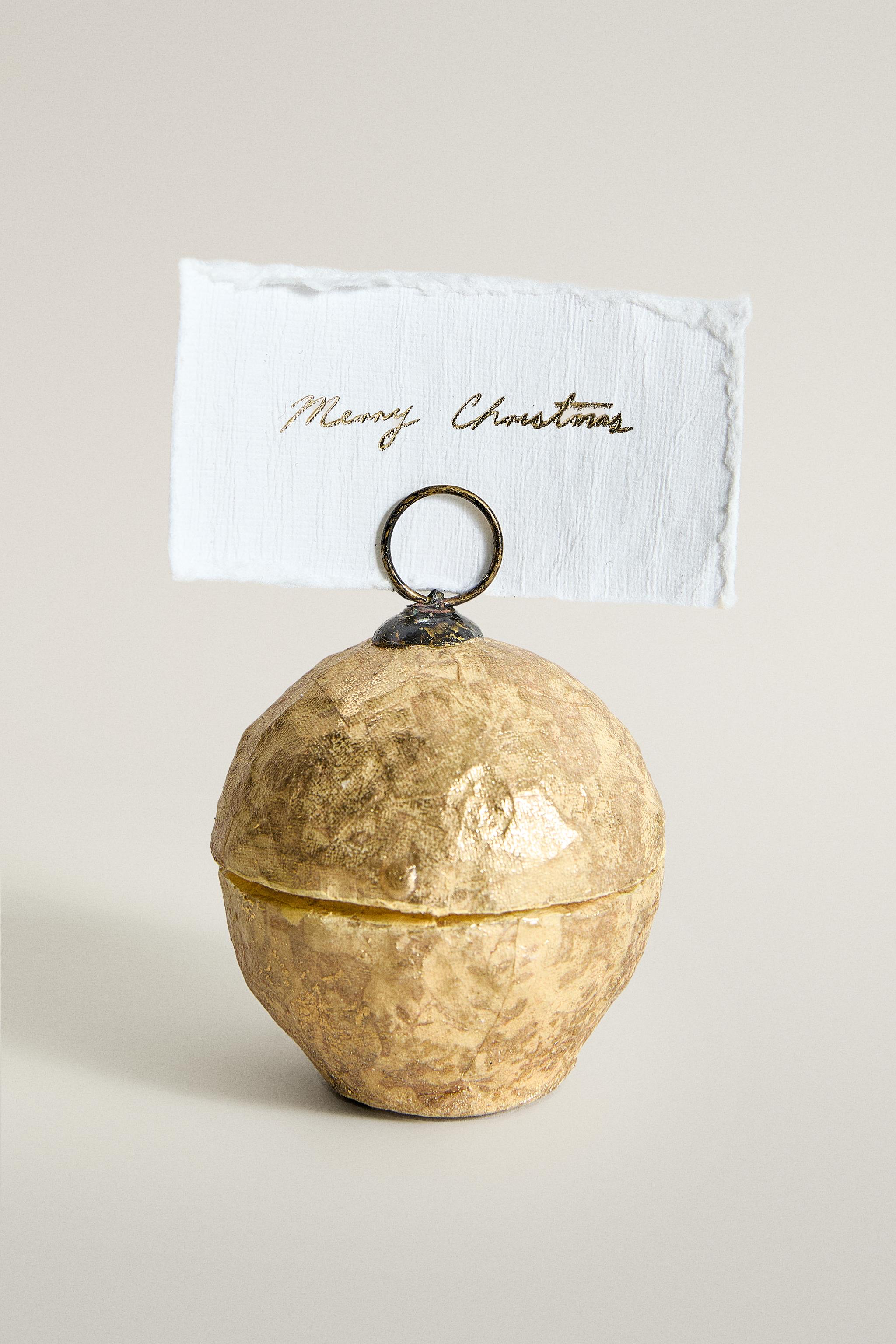 LOT DE 3 MARQUE-PLACES BOULE EN PAPIER MÂCHÉ NOËL