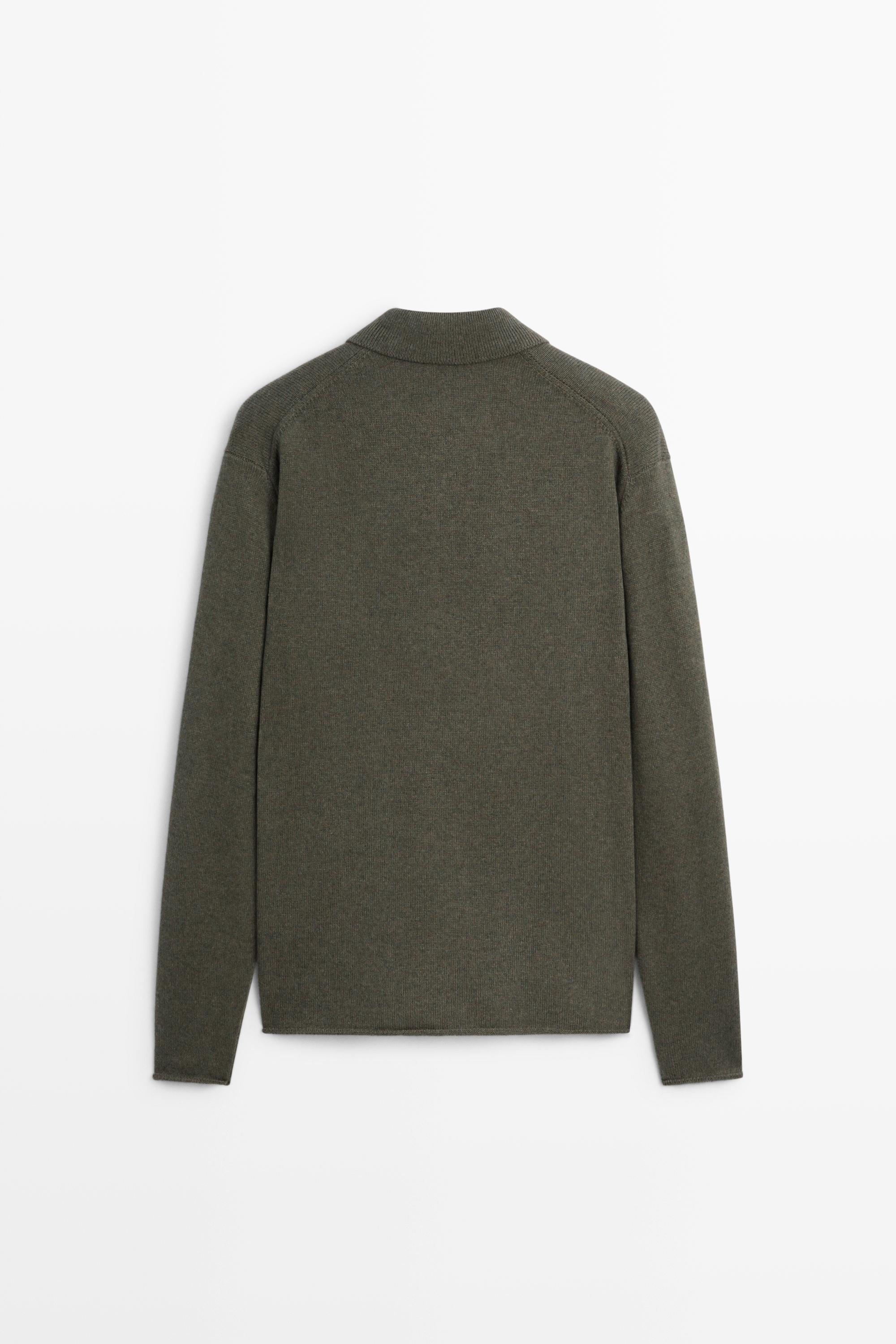 Cardigan en maille à col polo laine mélangée