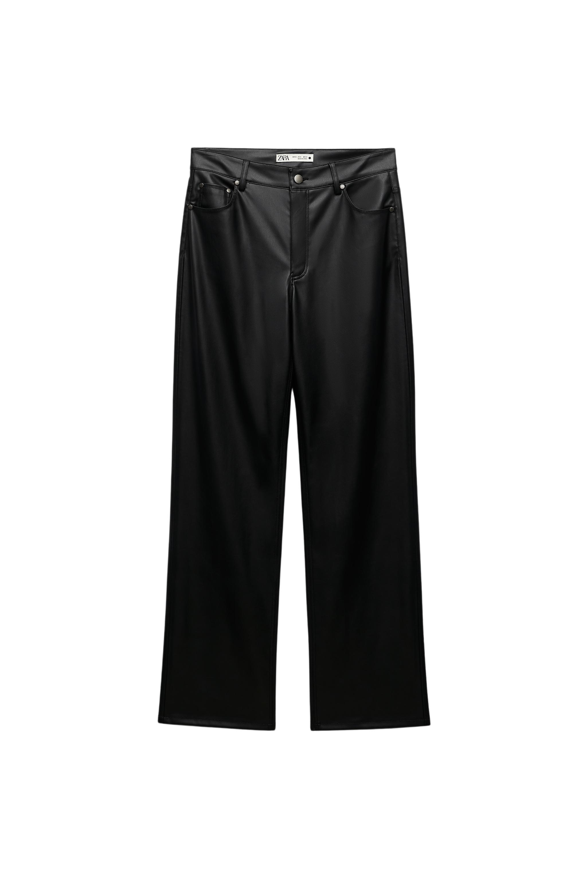 ZW FAUX LEATHER '90S WIDE LEG PANTS SECOND HAND | Zara Preowned