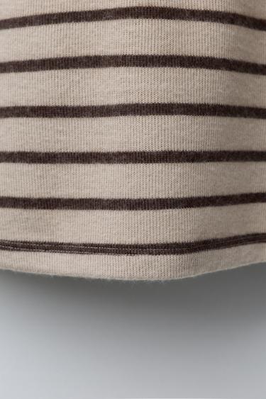 SOFT-TOUCH STRIPED DRESS WITH TEXTURED APPLIQUÉ - Brown by Zara - Image 3