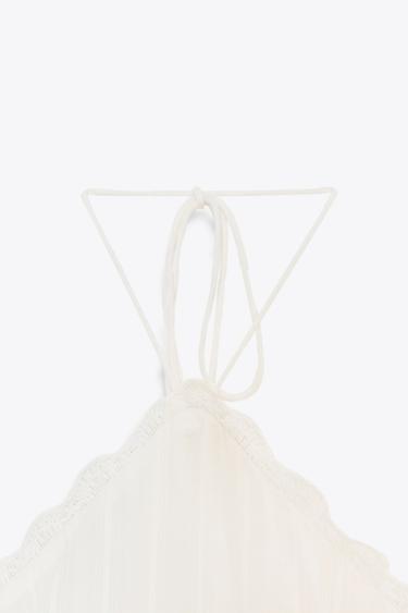 RUFFLED HALTER SHORT DRESS - Oyster-white by Zara - Image 5