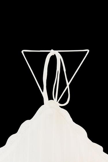 Zara HALTER RUFFLED SHORT DRESS - Oyster-white