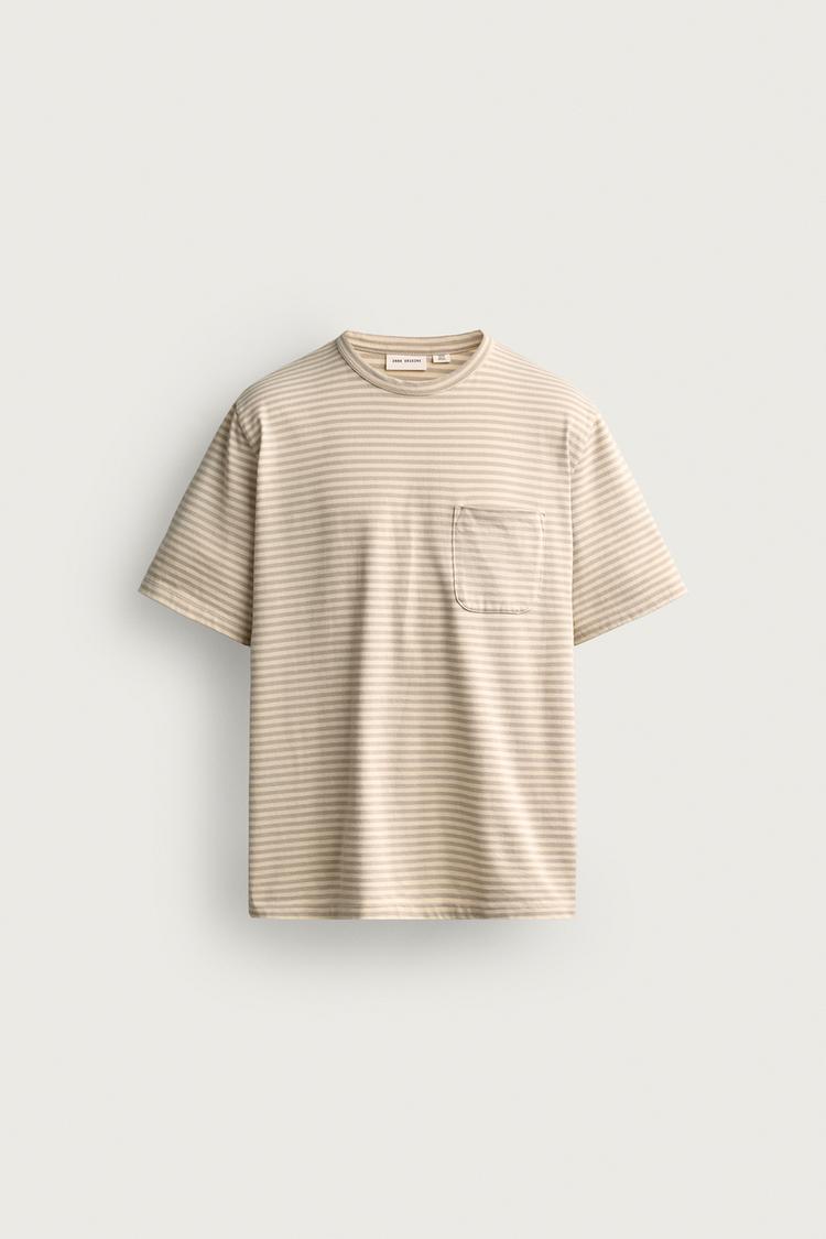 STRIPED JACQUARD POCKET T-SHIRT