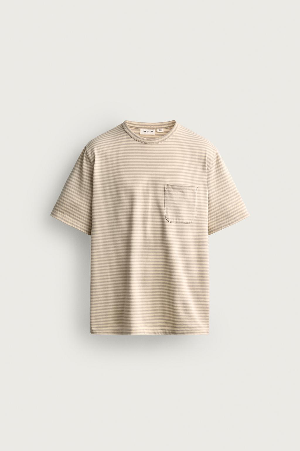 STRIPED JACQUARD POCKET T-SHIRT
