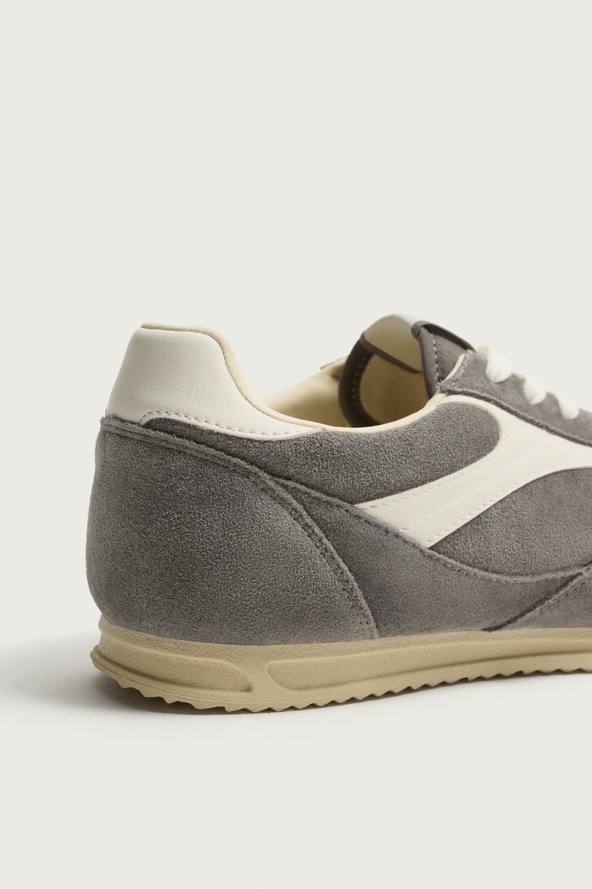 RETRO LEATHER SNEAKERS - Blue | ZARA United States