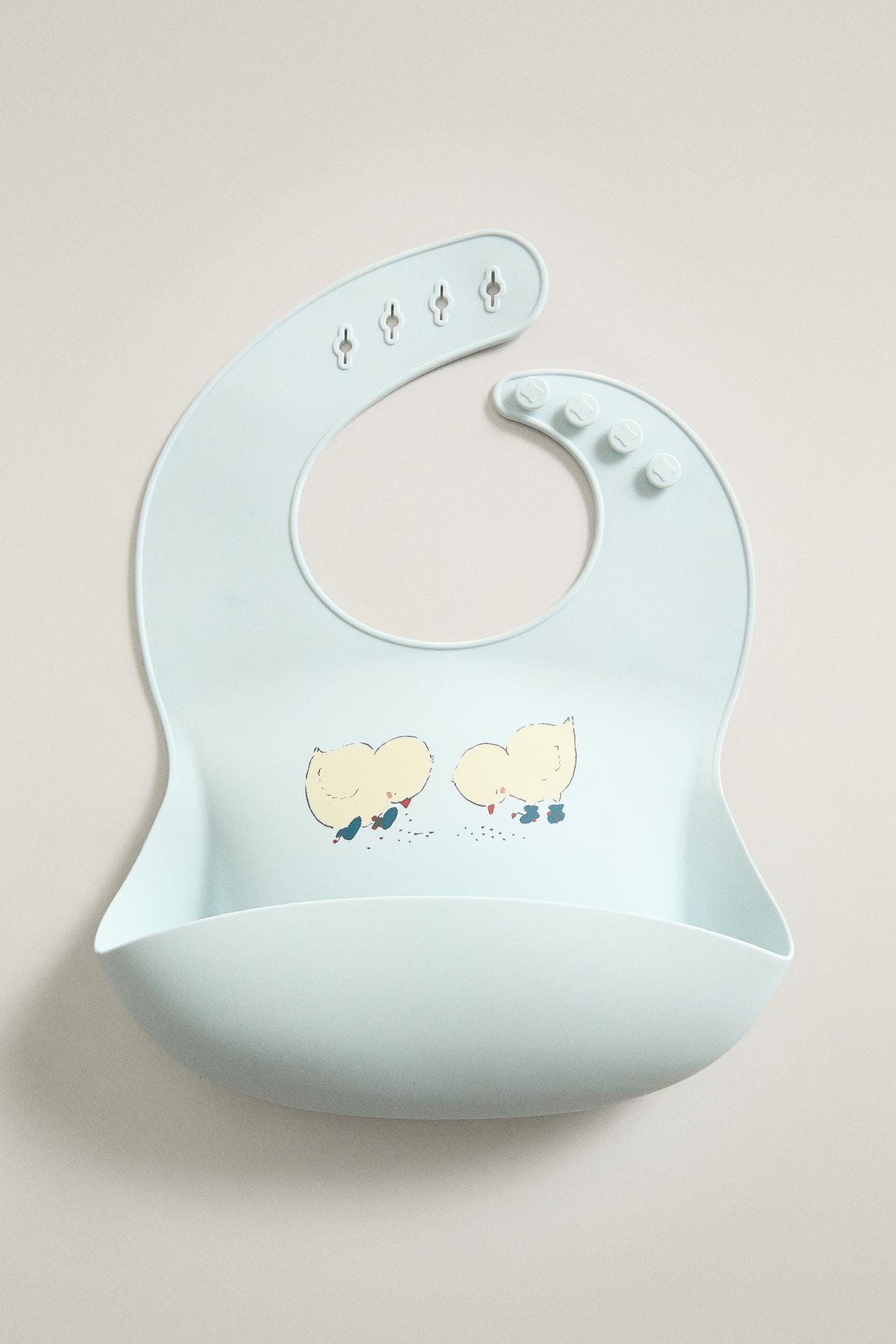 KIDS' SILICONE CHICK BIB — Blue