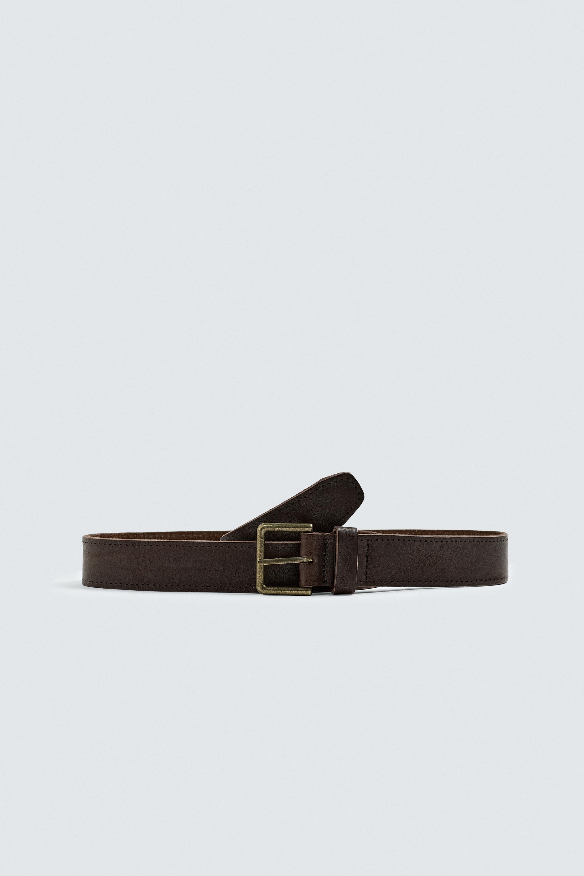 ZARA メタルチップ付きレザーベルト JP95(L)新品未使用 新品】ZARA メタルチップ付きレザーベルト EU95(L) JP95(L