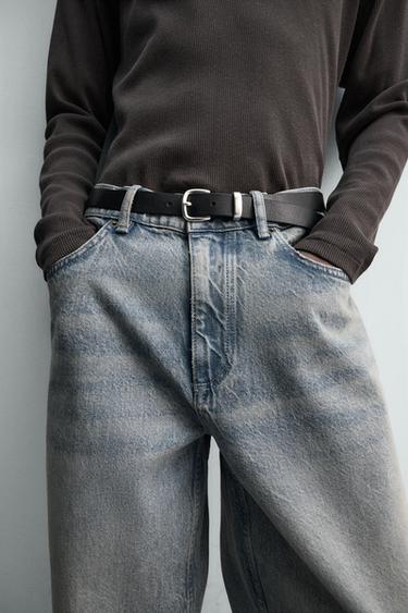 CEINTURE EN CUIR AVEC BOUT RAPPORTÉ - Noir de Zara - Image 1