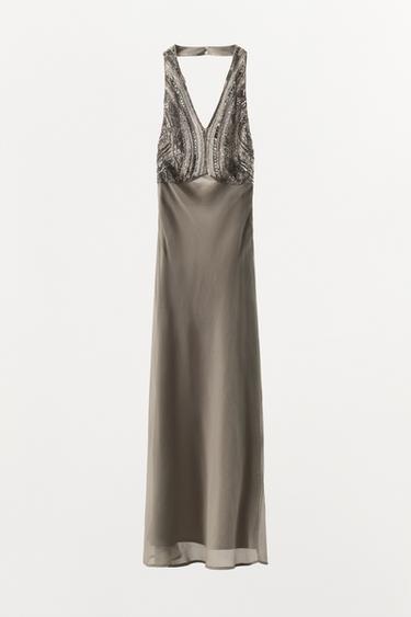 ROBE LONGUE BRODÉE - Gris de Zara - Image 5