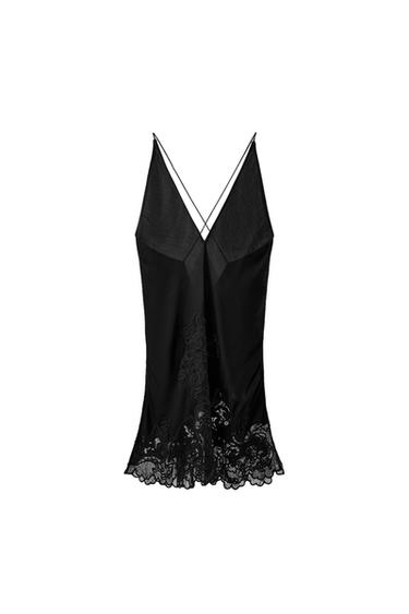 Zara 100% VISCOSE EMBROIDERED CAMISOLE - Black