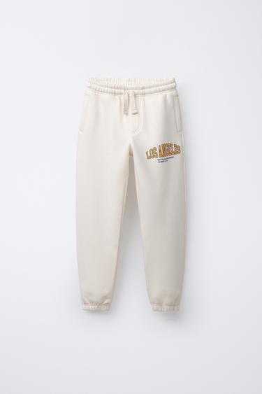 Zara TEXT JOGGER PANTS - Sand