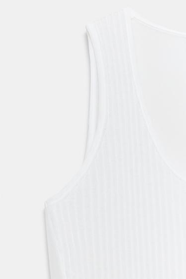 SEMI-SHEER KNIT TOP - White by Zara - Image 6