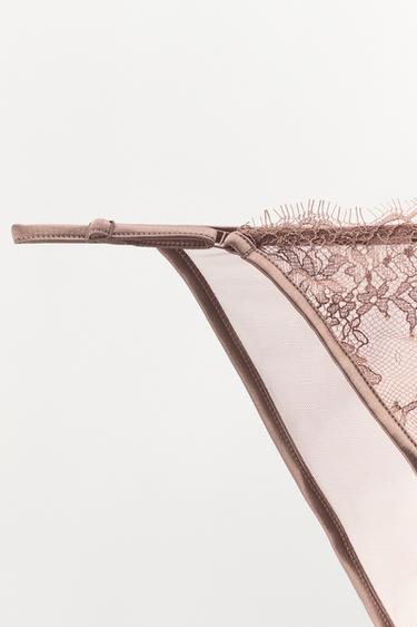 FLORAL EMBROIDERED LACE BRIEFS - Beige de Zara - Image 5