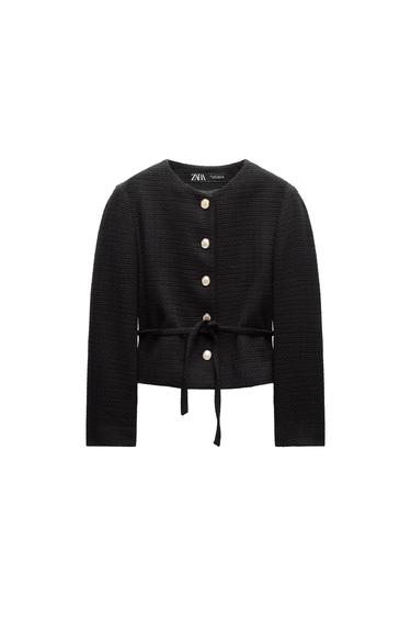 BELTED WOVEN JACKET
