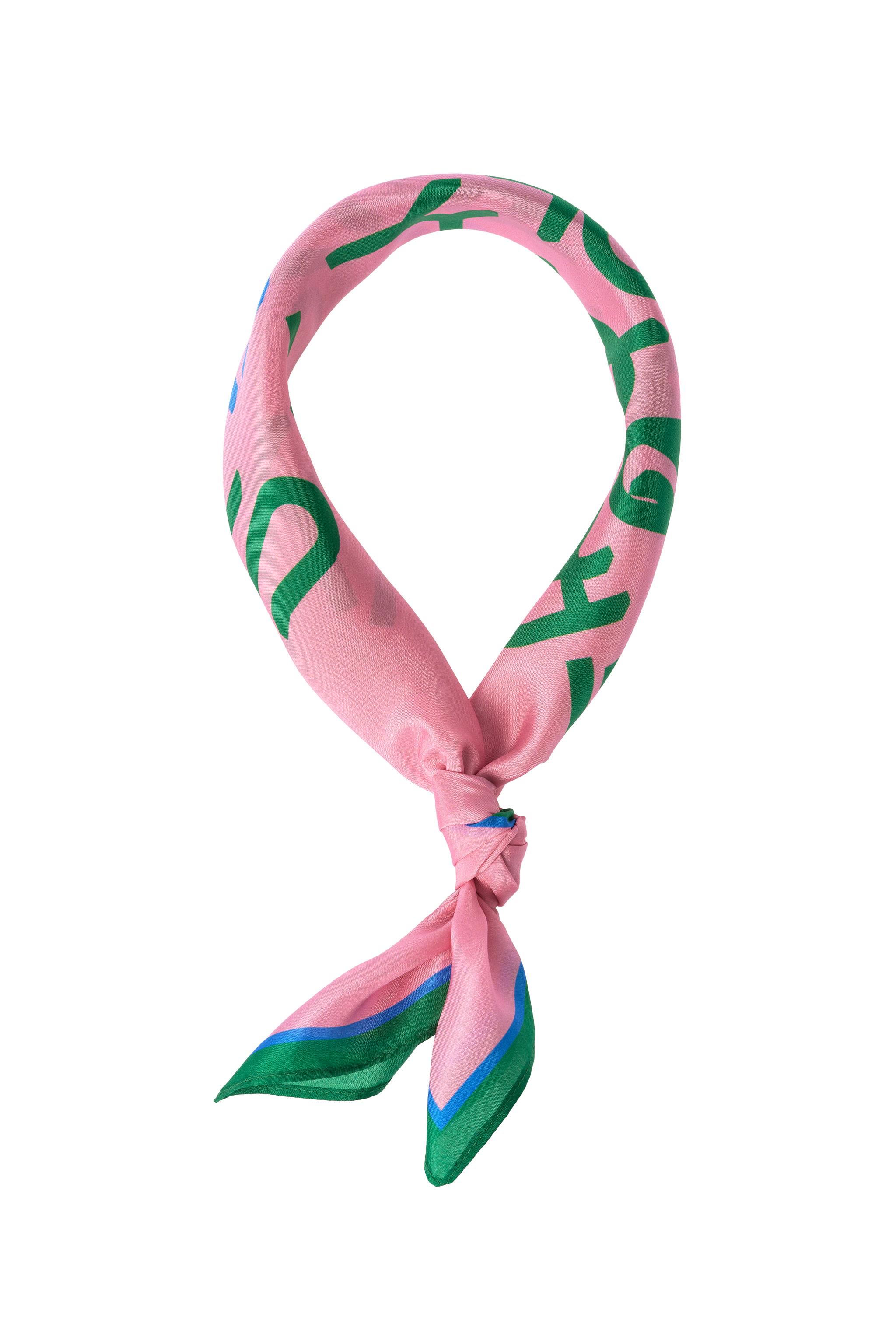 LOVE PRINT 100% SILK BANDANA — Pink