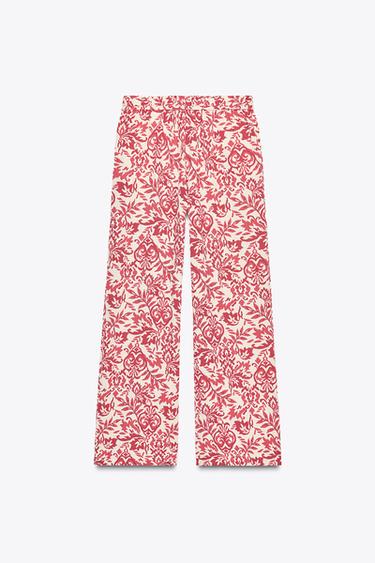 PRINTED RUSTIC WIDE-LEG TROUSERS - Multicoloured by Zara - Image 6