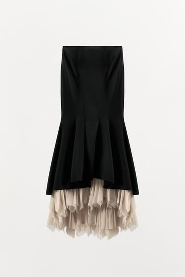 KOMBINIERTER ROCK MIT GODETS ZW COLLECTION LIMITED EDITION - Schwarz von Zara