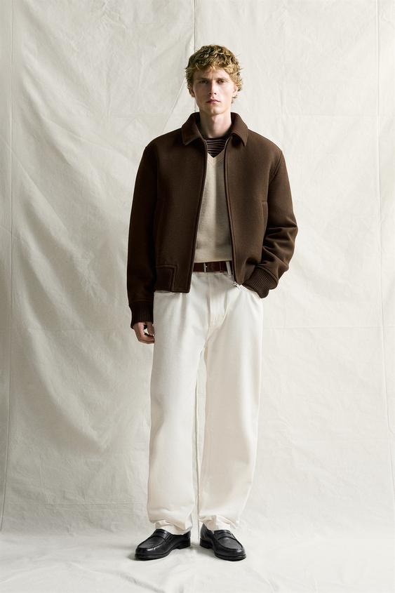 КУРТКА КЛАССИЧЕСКОГО КРОЯ ИЗ ШЕРСТИ — ЧЕРНЫЙ-КОРИЧНЕВЫЙ от Zara — изображение 0