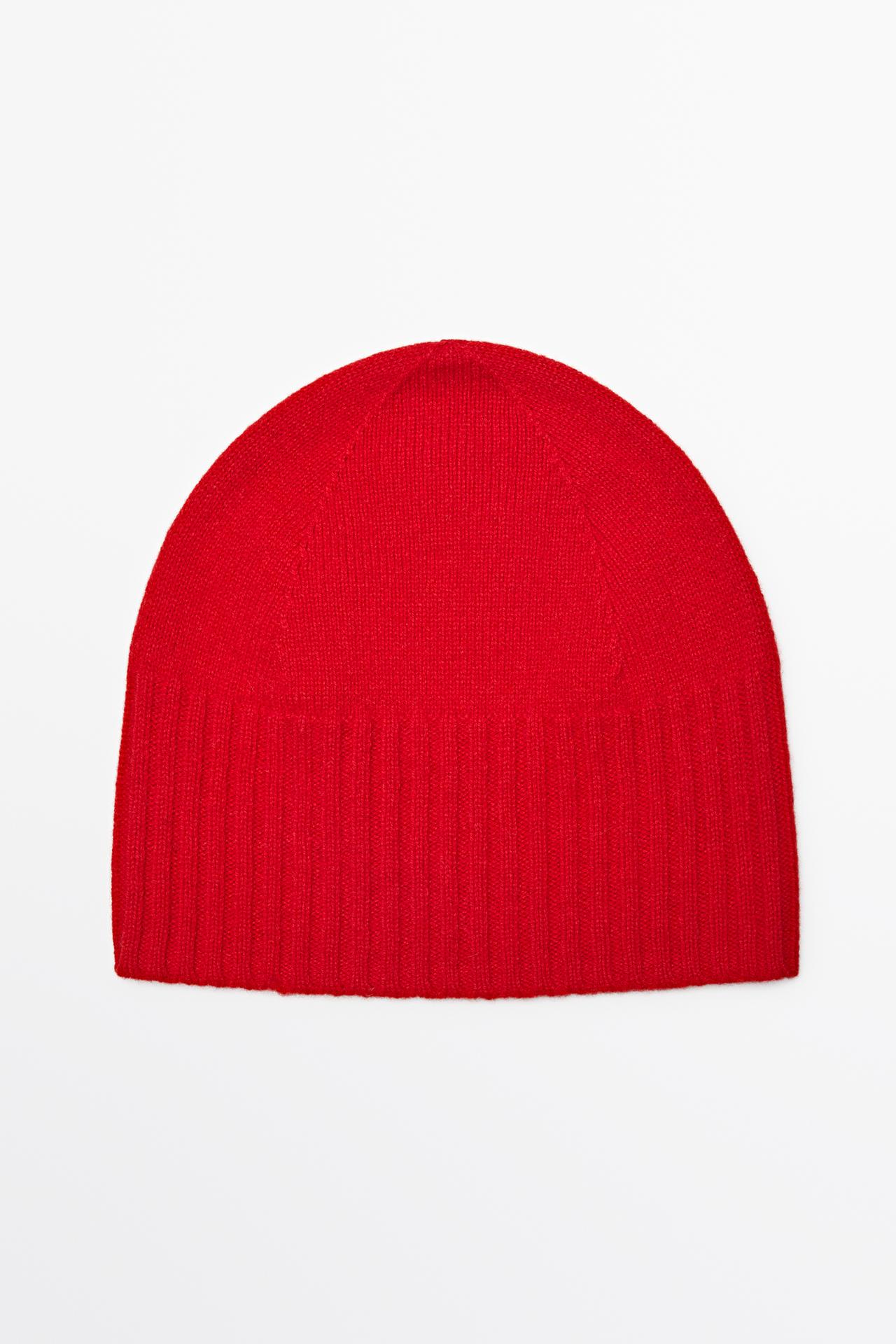 Wool and cashmere knit beanie — Red